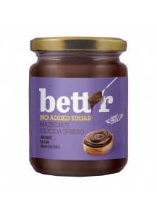 CREMA DE CACAO Y AVELLANAS SIN AZUCAR AÑADIDO 250GR BIO - BETTR - 3800233780543