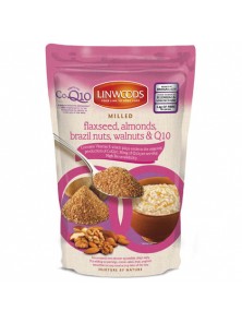 **SEMILLAS DE LINO-ALMENDRAS-NUECES Y NUECES DE BRASIL Y Q10  MOLIDAS 200GR - LINWOODS - 5016887004036