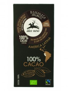 TABLETA DE CACAO 100% 50GR BIO - ALCE NERO - 8009004811812
