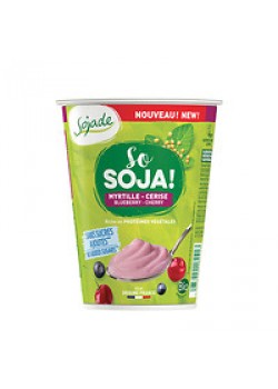 YOGUR DE SOJA CON ARANDANOS Y CEREZA SIN AZUCAR 400ML BIO - SOJADE - 3273220182413