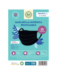 **MASCARILLA HIGIENICA REUTILIZABLE INFANTIL L TALLA 10-12 COLOR NEGRO - SOL NATURAL - 8435037805816 no_image