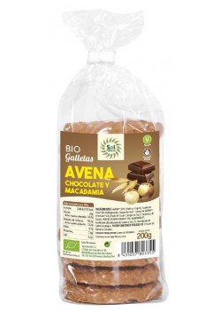 GALLETAS AVENA CHOCOLATE Y MACADAMIA BIO 200GR- SOL NATURAL - 8435037803355