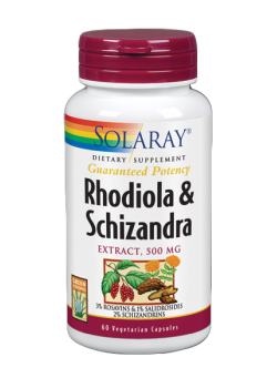 RHODIOLA & SCHIZANDRA 500MG 60 VEGCAPS - SOLARAY - 076280845815
