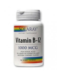 VITAMINA B12 1000MCG + ÁCIDO FÓLICO 90 COMPRIMIDOS - SOLARAY - 076280439625